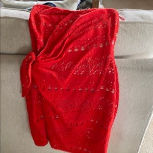 Free people red strapless dress